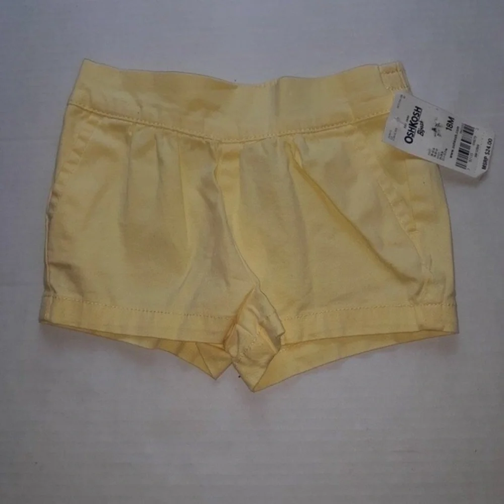 EST 1895 Oshkosh Bgosh Size 18 Months Baby Girls Yellow Shorts NWT MSRP $24‎